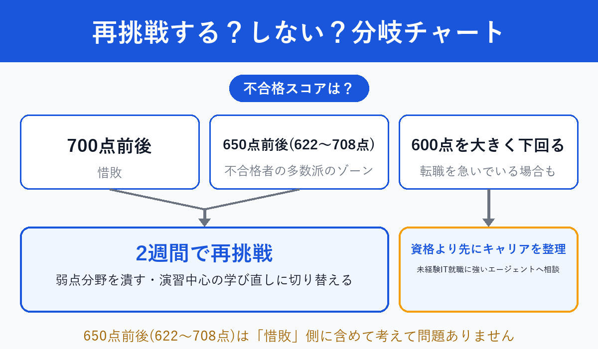 AWS SAA再挑戦か撤退かを判断する分岐フローチャート